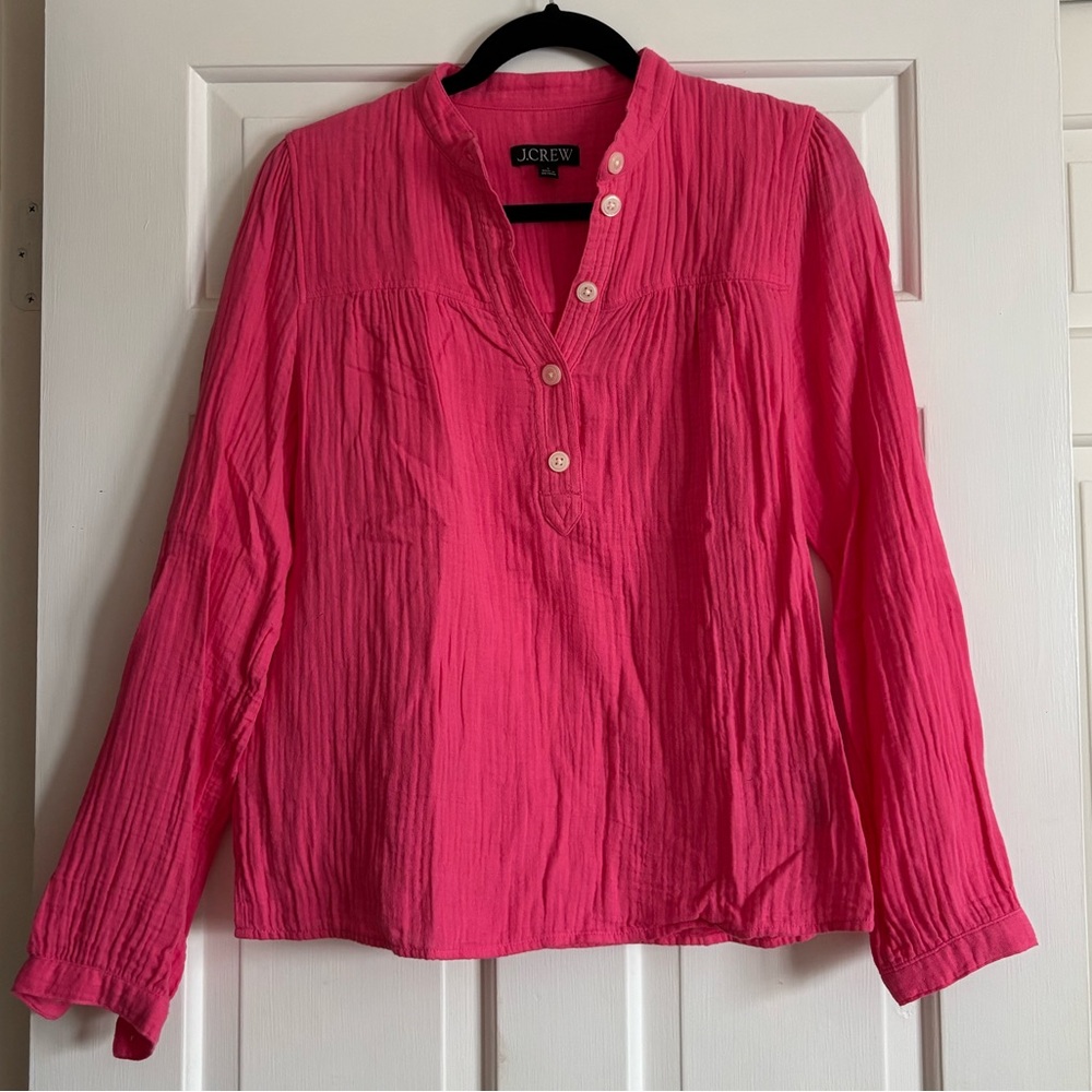 J. Crew Pink Gauze Top
